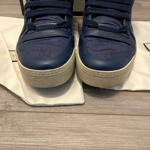 Gucci Blue Guccissima High Top Sneaker - Picture 3 of 12